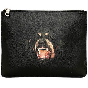 Givenchy Clutch Bag Black Silver Rottweiler Dog Zipper Clutch Handbag Shoulder